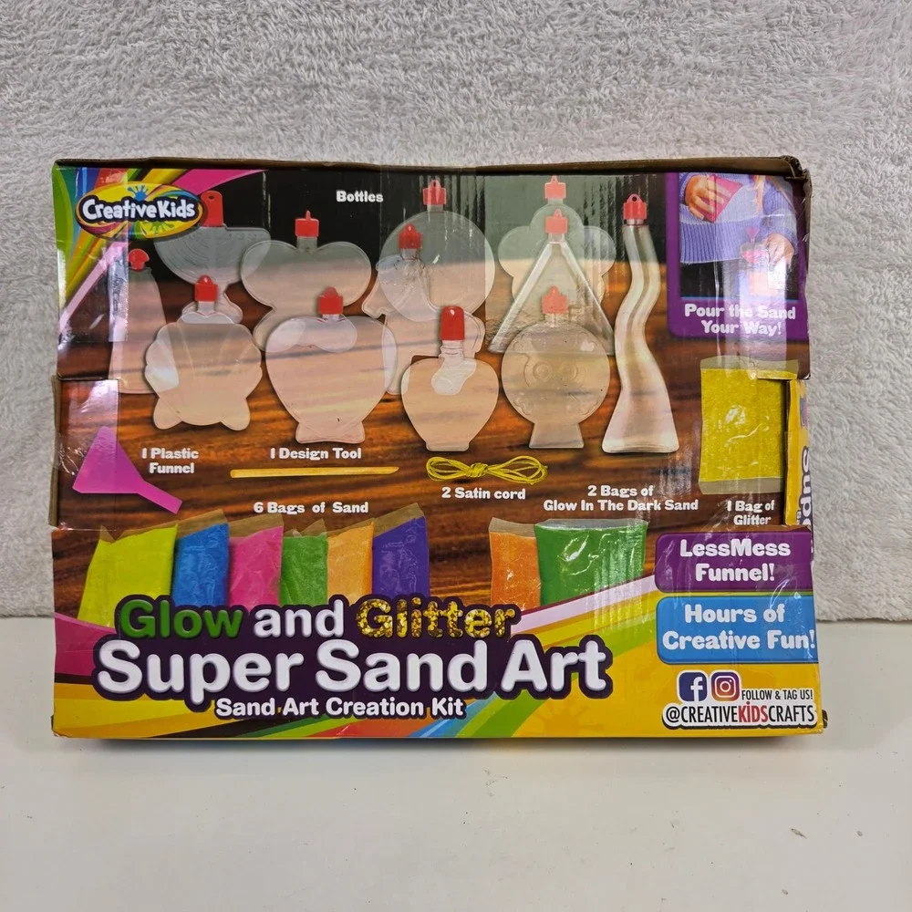 Creative Kids Glow and Glitter Super Sand Art Creation Kit Makes 12 Projects